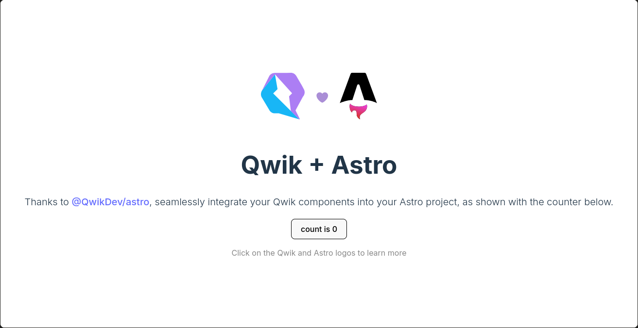 GitHub repository screenshot showing the QwikDev/Astro project structure and documentation.